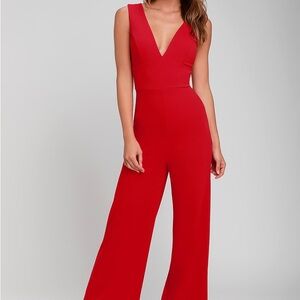 Lulu’s Red Sleeveless Jumpsuit